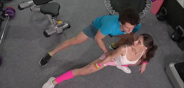 Yoga babe doggystyled at gym before facial